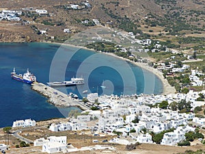 Aerial view of Podamos  to Amorgos in Greece.