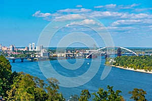 Aerial view of Podil from Volodymyr hill in Kiev, Ukraine