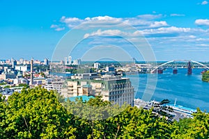 Aerial view of Podil from Volodymyr hill in Kiev, Ukraine
