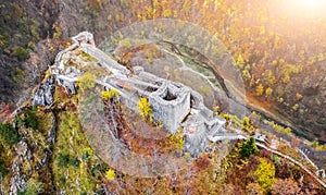 Aerial view of Poenari Citadel