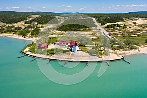 Aerial view of Point Betsie Lighthouse