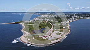 Aerial View of the Point Judith Lighthouse, Narragansett, Rhode Island photo