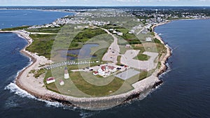 Aerial View of the Point Judith Lighthouse, Narragansett, Rhode Island photo