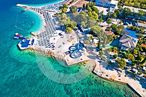Aerial view of Poli Mora turquoise sand beach in Selce photo