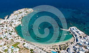 Aerial view of Pollonia town. Milos island, Greece