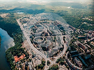 Aerial view on Poltava city in summer sunny weather