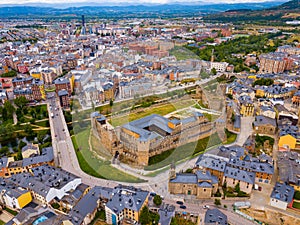 Aerial view of Ponferrada with Templar castle