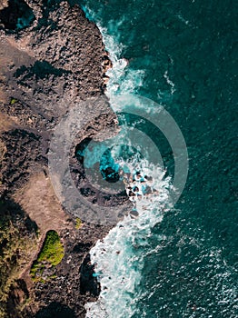 Aerial view of Pont Naturel Mauritius. Natural stone bridge, atraction of southern coastline in Mauritius. photo