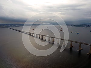 Aerial view of Ponte Rio-Niteroi bridge