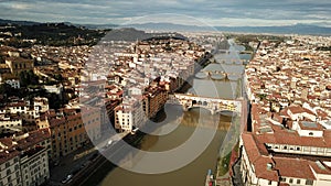 Aerial view of Ponte Vecchio in Firenze Florence, Italy in summer