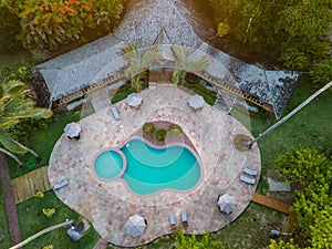 Aerial view of a pool at the Anima Hotel in Morro de Sao Paulo, Brazil