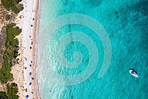 Aerial view of the popular Kounoupi Beach, Porto Cheli, Greece photo