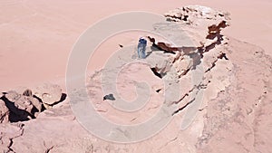 Aerial view of the popular Little Bride area in the desert of Eadi Rum.