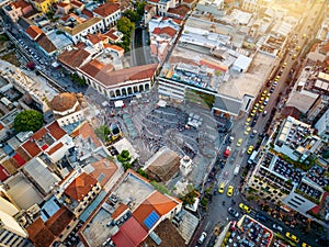 Aerial view of the popular Monastiraki square in Athens