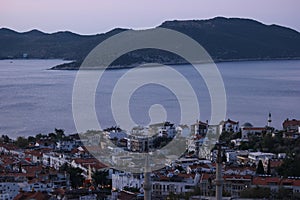 Aerial view of popular resort city Kas in Turkey.