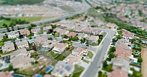 Aerial View of Populated Neigborhood Of Houses With Tilt-Shift Blur photo