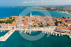 Aerial view of Porec town, Croatia