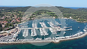 Aerial view of Porquerolles island in National park of Port Cros