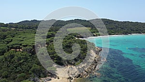 Aerial view of Porquerolles island in National park of Port Cros