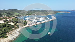 Aerial view of Porquerolles island in National park of Port Cros