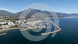 aerial view of the port of cabopino in the municipality of Marbella, Andalusia