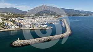 aerial view of the port of cabopino in the municipality of Marbella, Andalusia