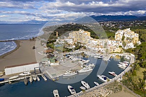 Aerial view of the port of cabopino in the municipality of Marbella, Andalusia