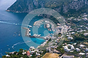 Aerial view of port on Capri Island