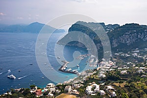 Aerial view of port on Capri Island