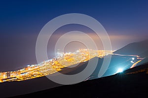 Aerial view of the port city of Iquique in the coast of the Atacama desert photo