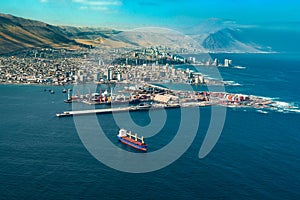 Aerial view of the port city of Iquique in northern Chile