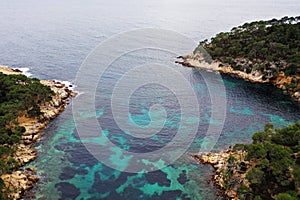 Aerial view of Port d`Alon creek near Bandol, France