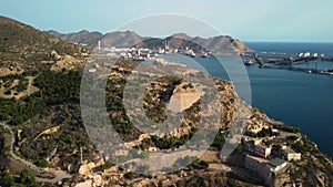 Aerial view of the Port of Escombreras, Cartagena. Industrial area, oil and gas refining plants