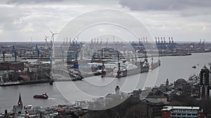 Aerial view of the port of Hamburg, Germany