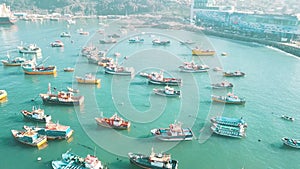 Aerial view of a port and harbour