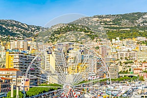 Aerial view of Port Hercule in Monaco during christmas time
