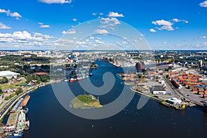 Aerial view of the port in Kaliningrad