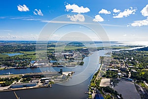 Aerial view of the port in Kaliningrad