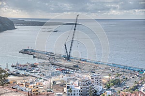 Aerial view of port at Los Cristianos at Tenerife, Canary Islands, Spain