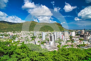 Aerial view of Port Louis, Mauritius Island, Africa