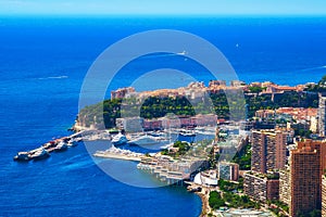 Aerial view of the port of Monaco, and the Rocher photo