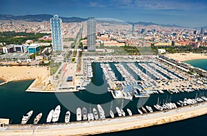 Aerial view of Port Olimpic. Barcelona