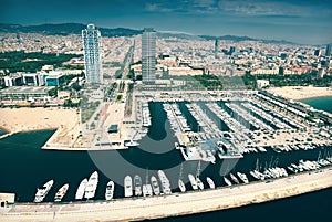 Aerial view of Port Olimpic. Barcelona