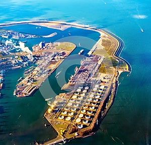 Aerial view of the Port of Rotterdam and the Maasvlakte, its extension. The Netherlands photo