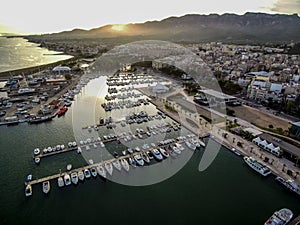 Aerial view of the port of Sant Carles de la Rapita in Tarragona, Spain photo