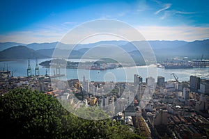 Aerial view of the port of Santos, the 5th biggest in the world