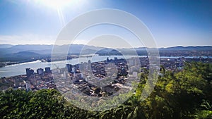 Aerial view of the port of Santos, the 5th biggest in the world