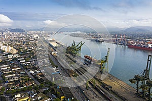 aerial view of the port of Santos in Sao Paulo, Brazil