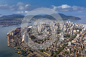 aerial view of the port of Santos in Sao Paulo, Brazil