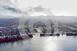 aerial view of the port of Santos in SÃ£o Paulo, Brazil